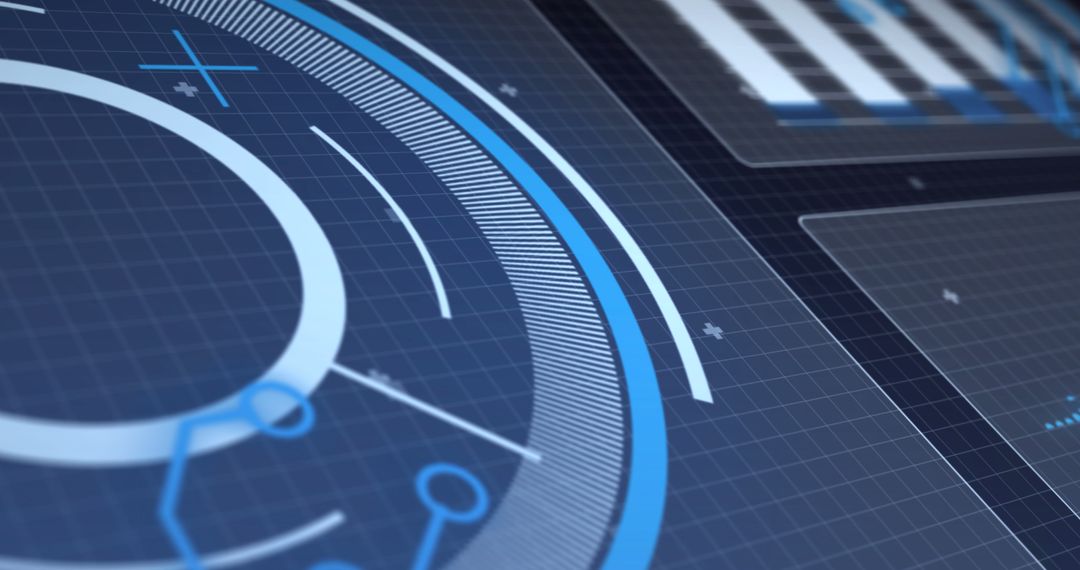 Futuristic Digital Interface with Geometric Blue Scanning Elements