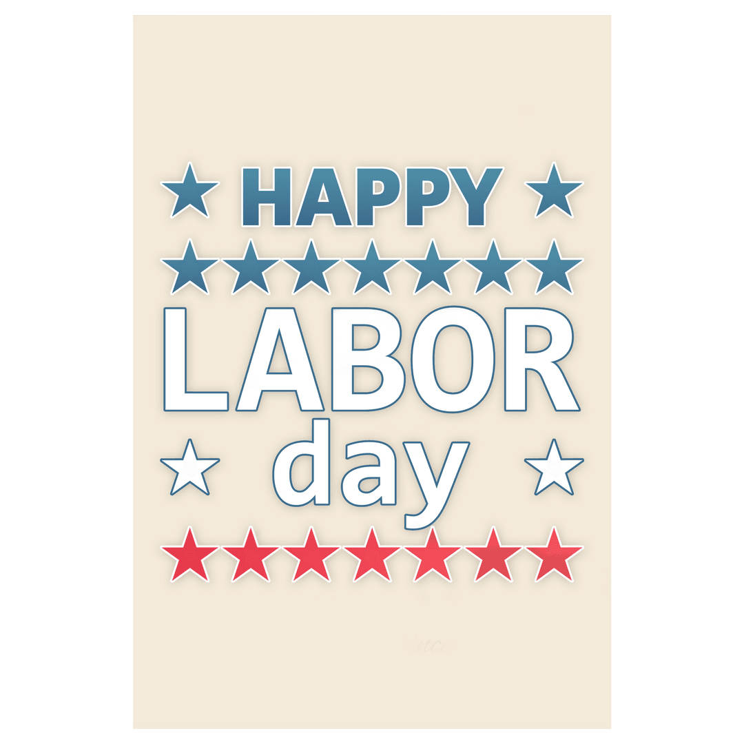 Transparent Happy Labor Day Poster with Stars Graphic