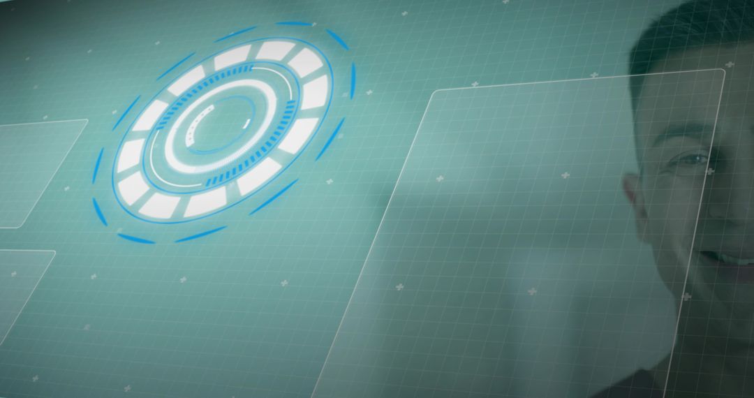 Futuristic Interaction with Digital HUD by Smiling Man