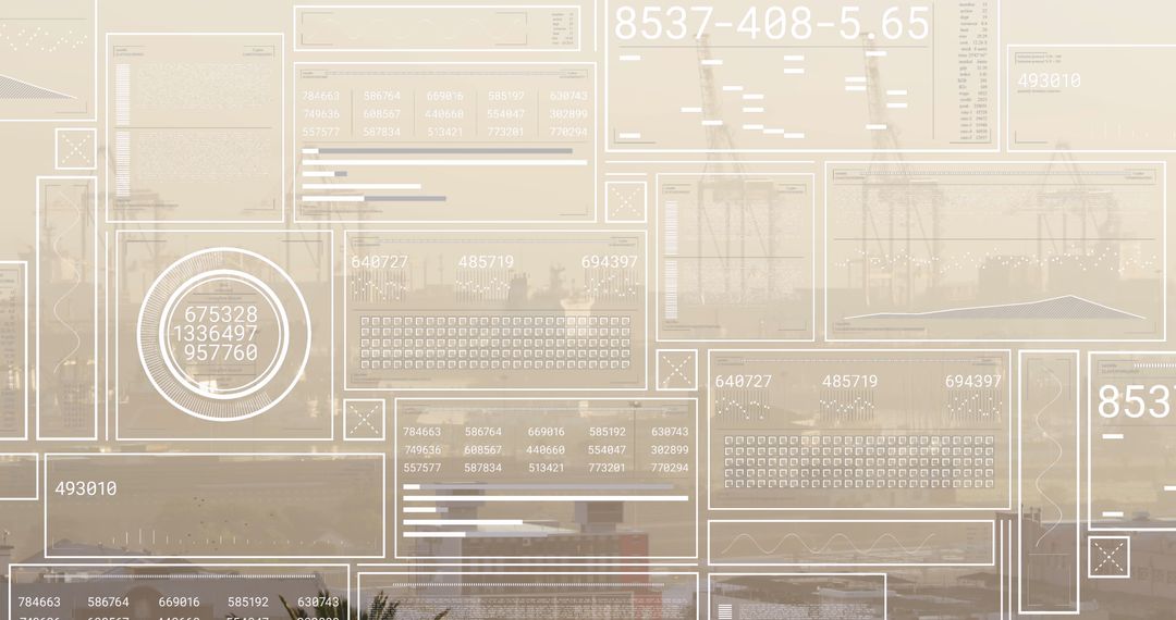 Digital Interface With Data Streams Over Cityscape