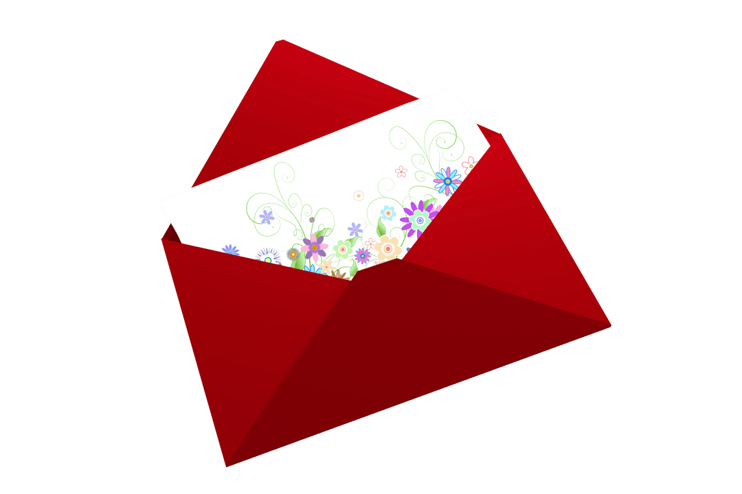 Transparent Red Envelope with Floral Card Design