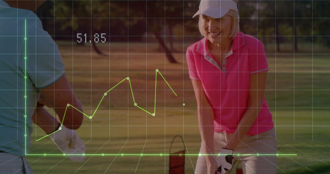 Golf Enthusiasts Analyzing Performance Data on Fairway