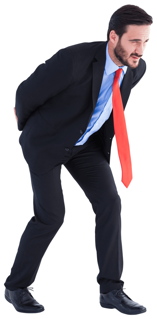 Transparent Businessman Lifting Heavy Object Posture