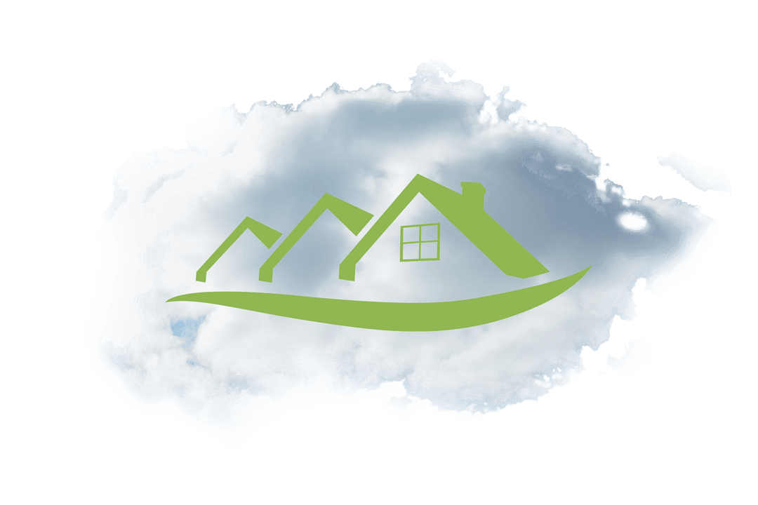 Eco-Friendly House Roofs Floating on Transparent Cloud Sky