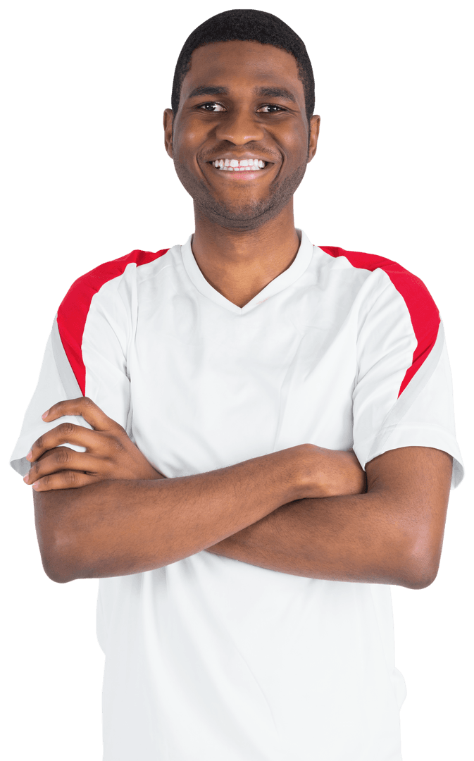 Transparent Cheerful Young Man in Sports Jersey