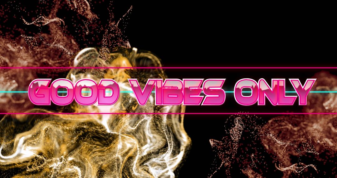 Good Vibes Only Text with Abstract Metallic Overlay