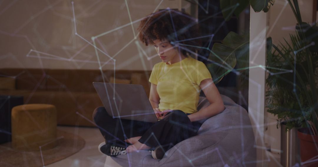 Businesswoman Engaged in Digital Networking from Home