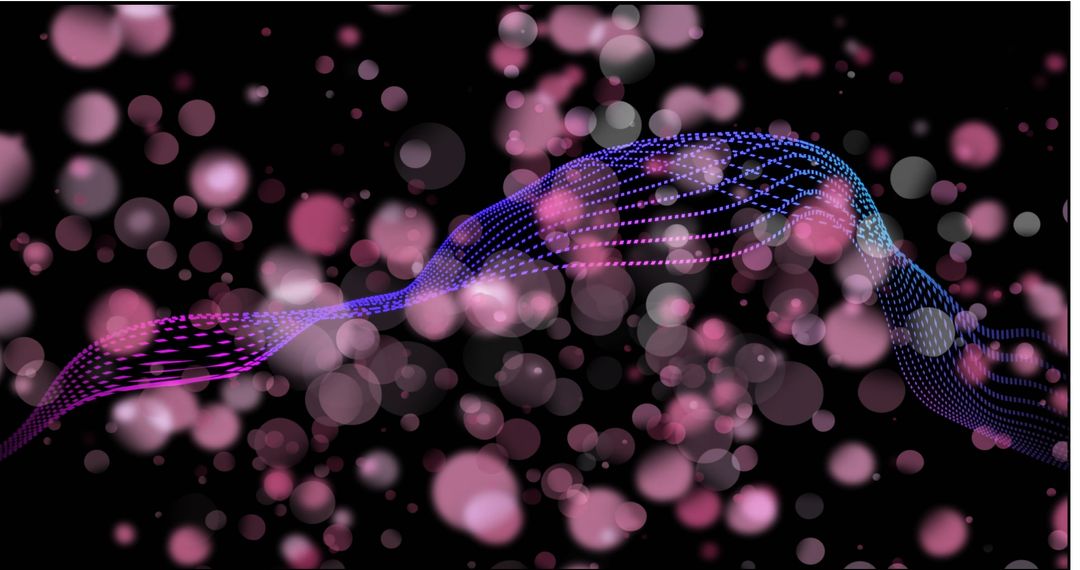 Dynamic Digital Wave Over Pink and White Bokeh Lights on Black