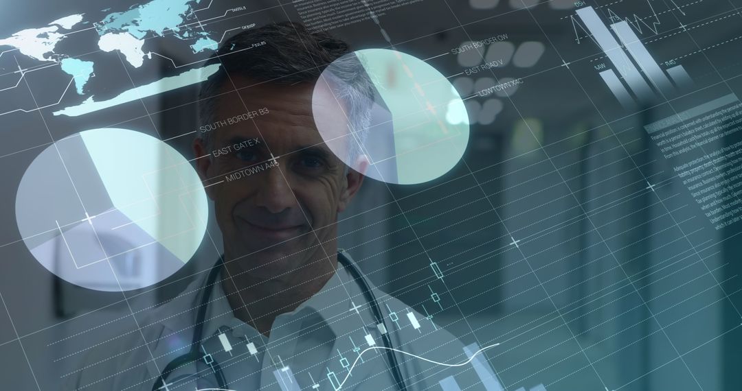 Senior Doctor Engaging with Digital Financial Data Interface