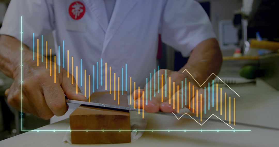 Senior Chef Skillfully Sharpening Knife on Whetstone in Kitchen