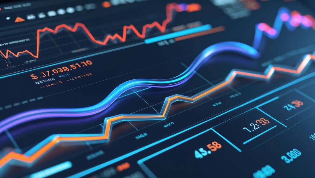 Neon Line Charts Displaying Financial Market Trends