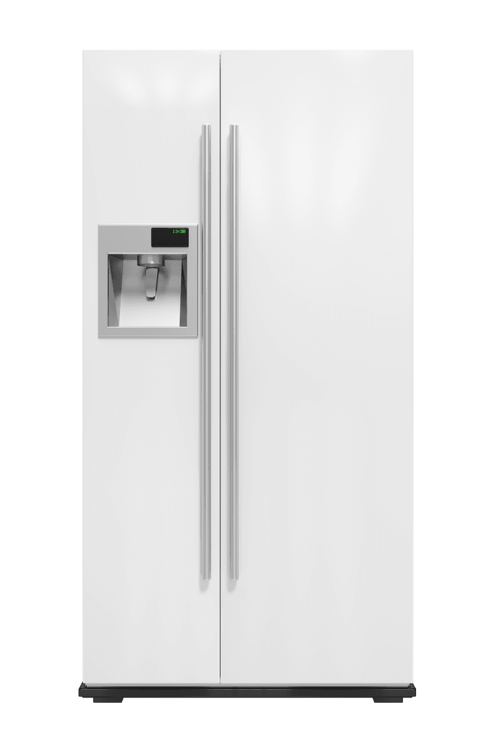 Transparent White Modern Refrigerator with Ice and Water Dispenser