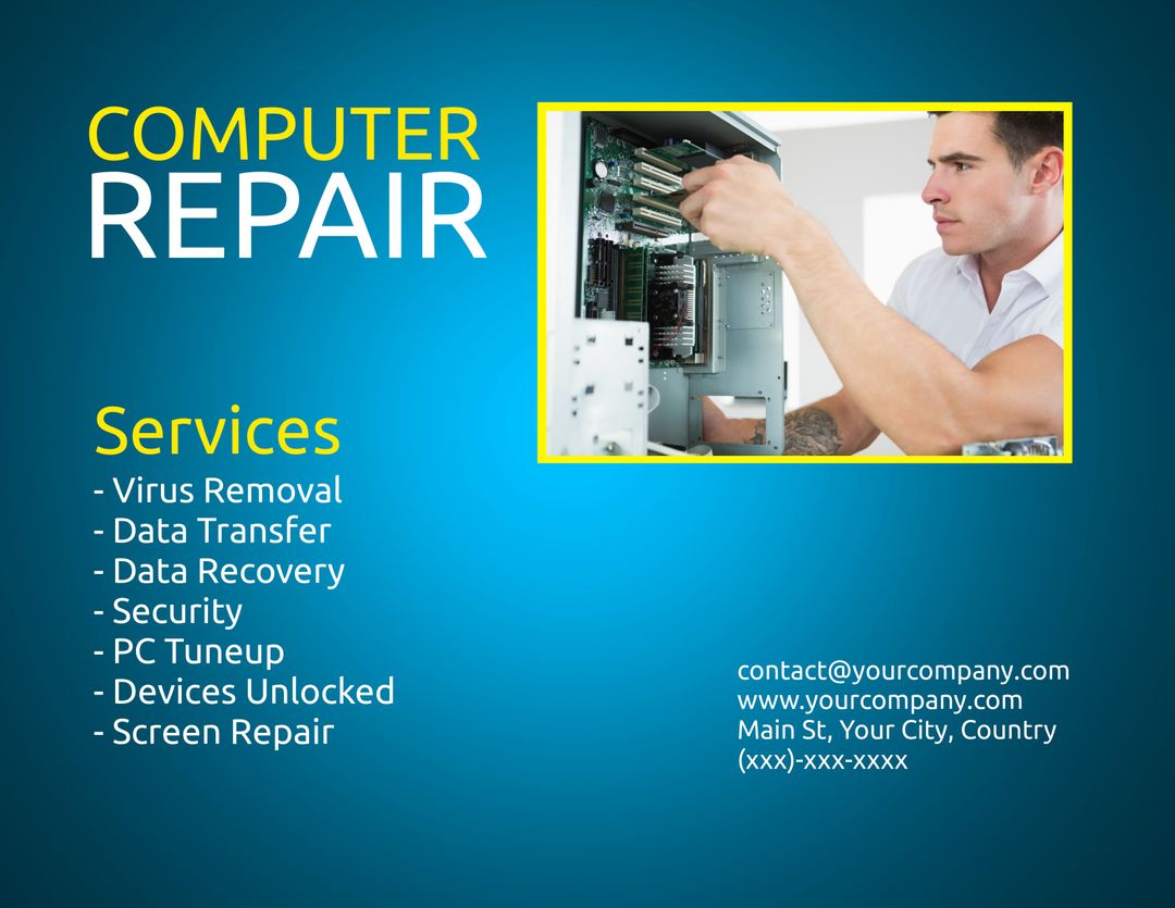 Tech Expert Promoting Reliable Computer Repair Services - Download Free Stock Templates Pikwizard.com