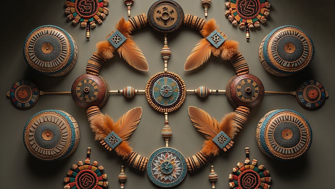 Bohemian Circular Hoop with Beaded and Feather Art