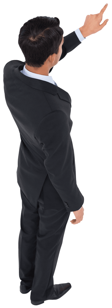 Transparent Back View of Businessman Pointing Forward in Suit