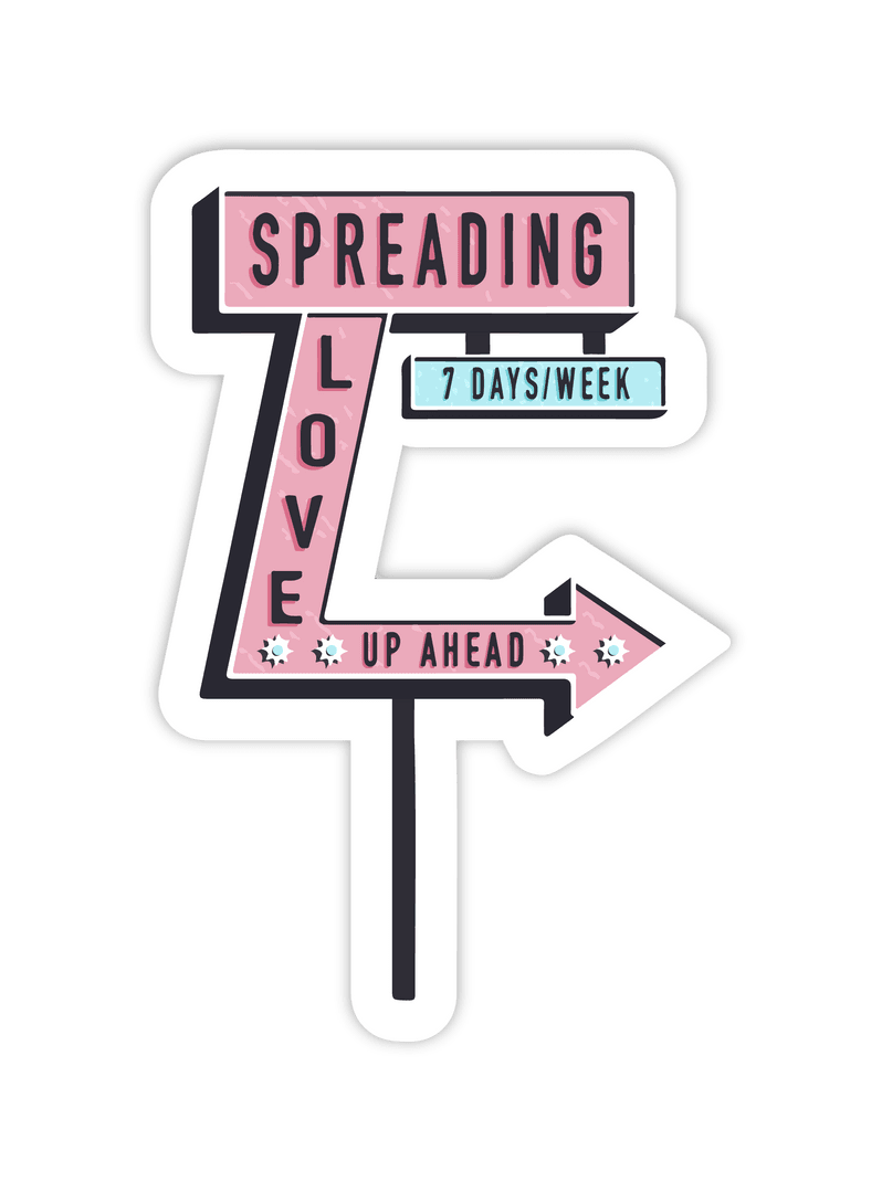 Transparent Z-shaped Signpost Spreading Love Graphic