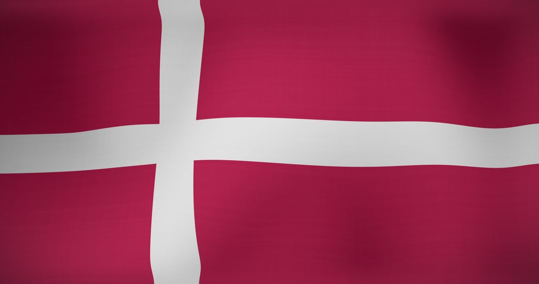 Waving Danish Flag in Detailed Close-Up