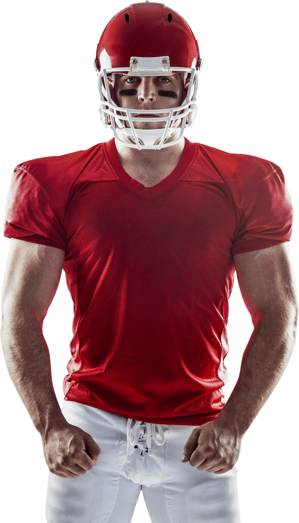 Transparent Football Player in Red Uniform Front Pose