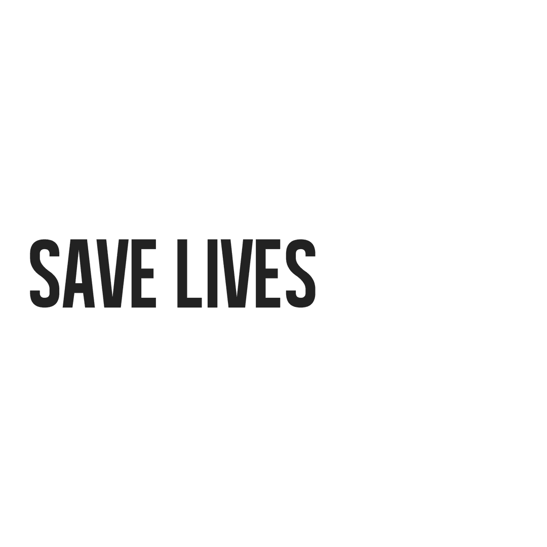 Minimalist Save Lives Text on Transparent Background