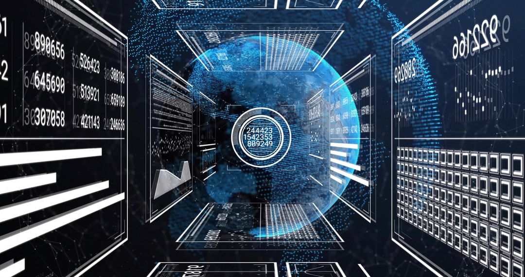 Futuristic Earth Hologram with Data Interfaces
