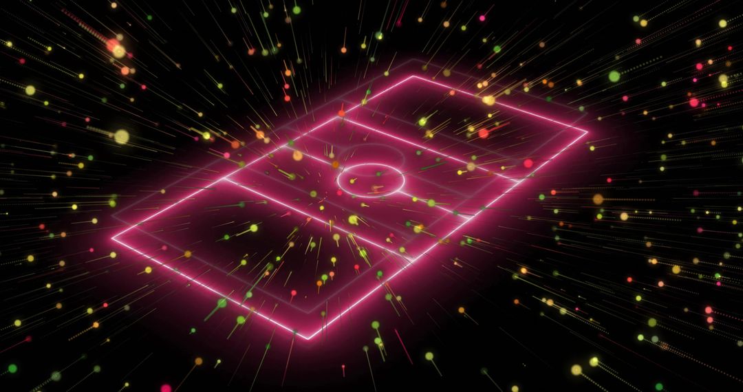Futuristic Neon Soccer Pitch with Dynamic Light Particles