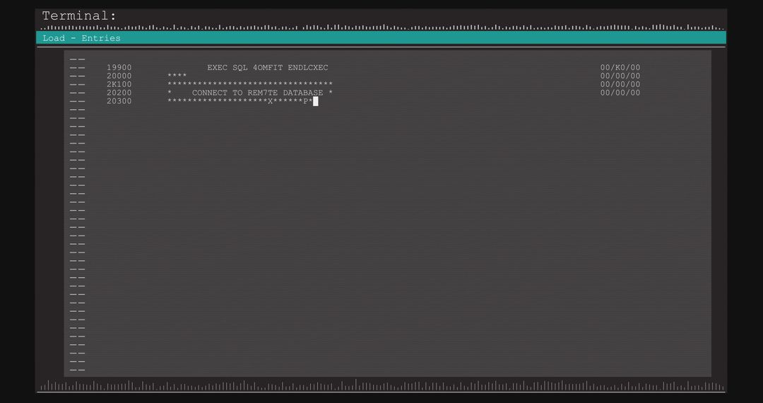 Vintage Terminal with Database Entry Commands