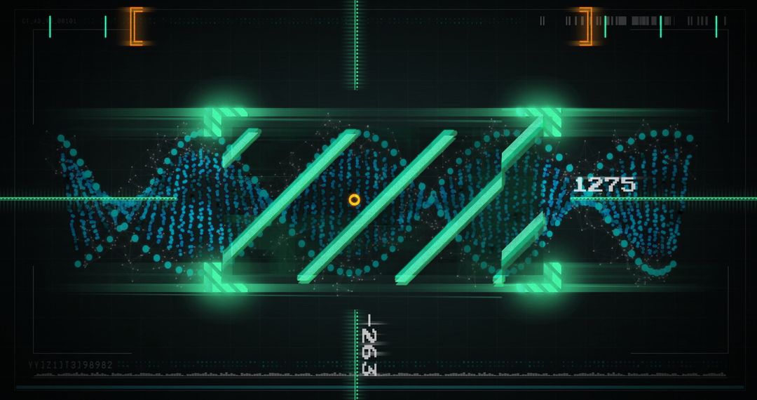 Futuristic DNA Analysis Interface with Data Visualization