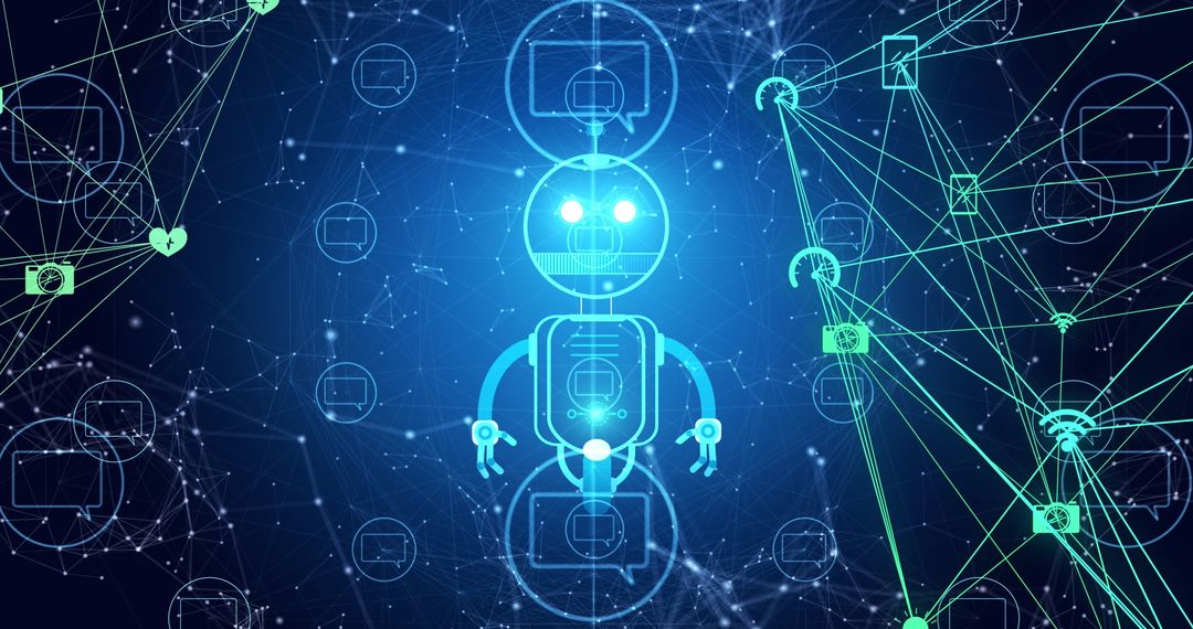 Futuristic AI Chatbot Interface with Digital Data Connections