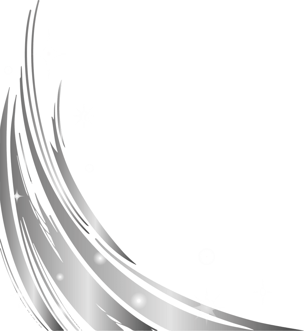 Elegant Silver Arcs with Stars on Transparent Background