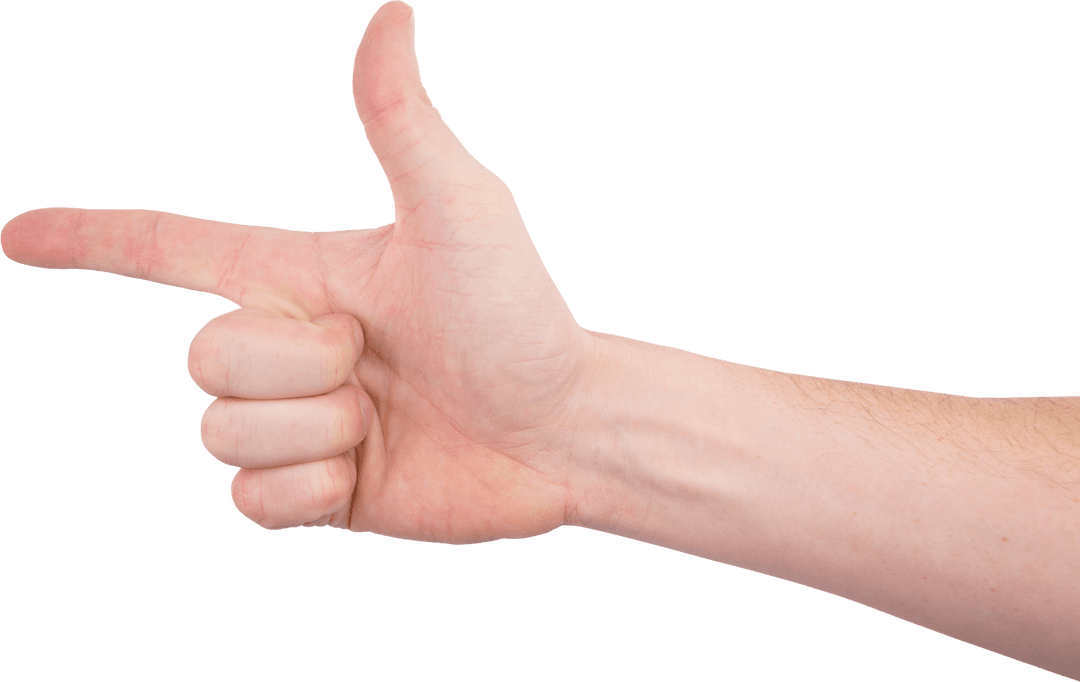 Caucasian Hand Pointing Gesture on Transparent Background