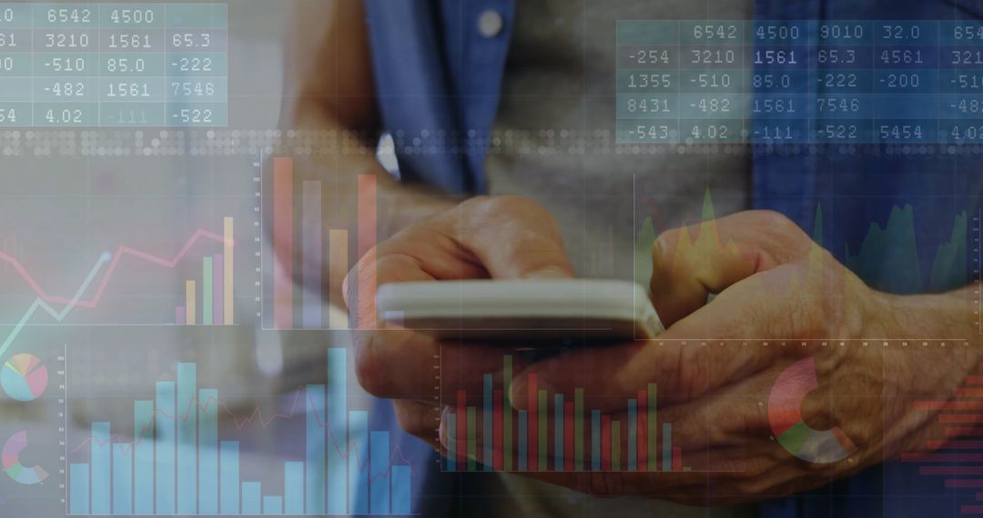 Digital Data Projection Man Holding Smartphone