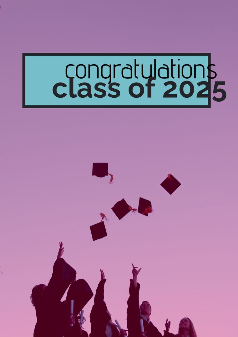 Graduates Throwing Caps Celebrating Twilight Sky 2025 - Download Free Stock Templates Pikwizard.com