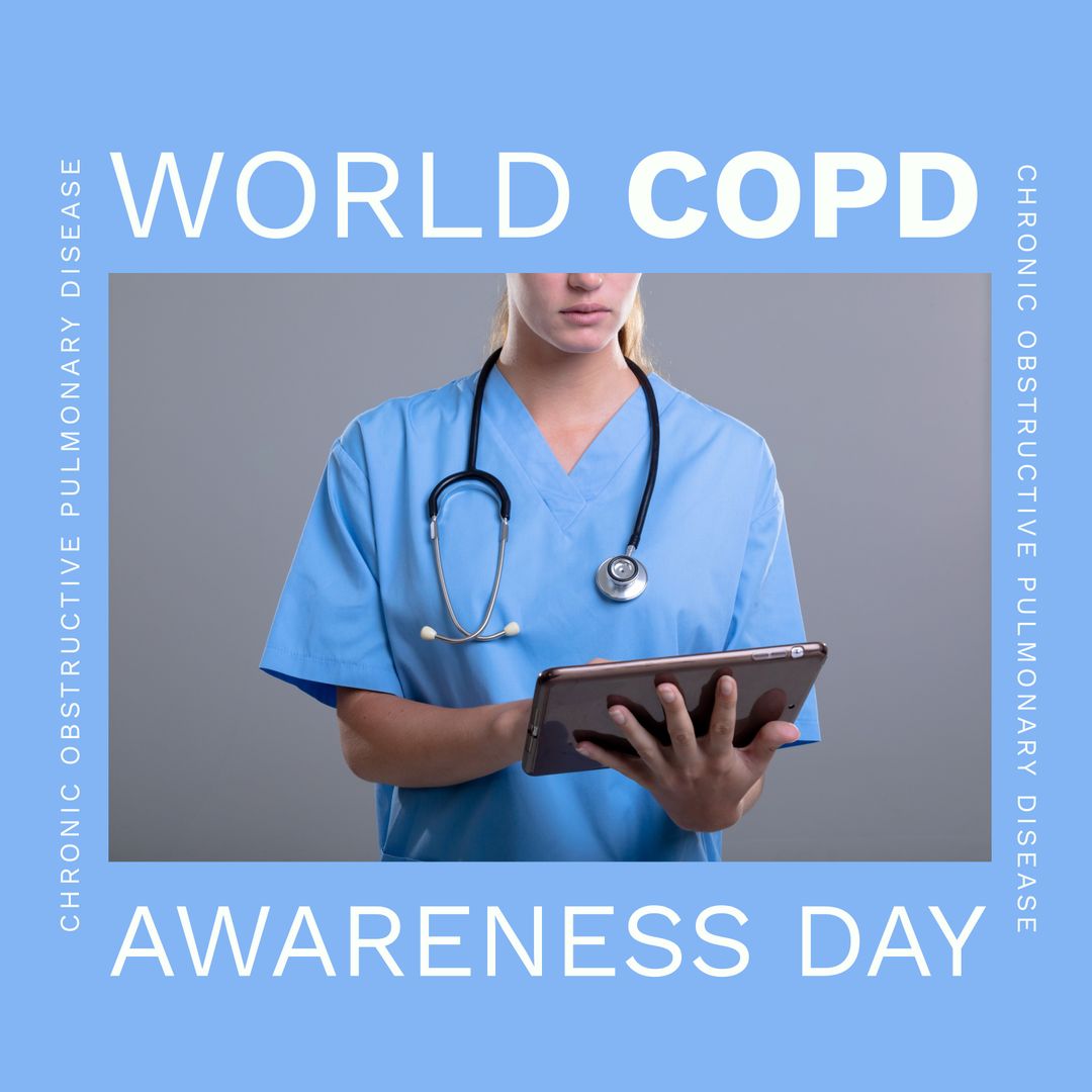 COPD Awareness Day with Female Doctor Holding Digital Tablet