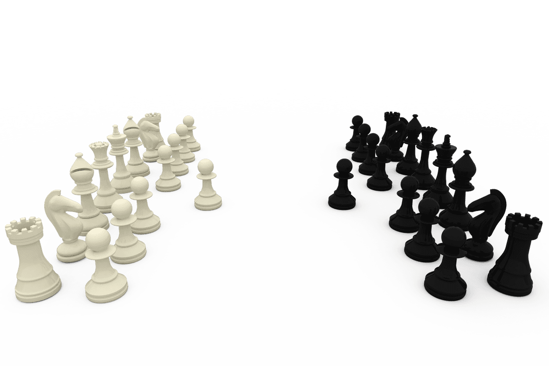 Transparent Chess Set in Black and White Contrast