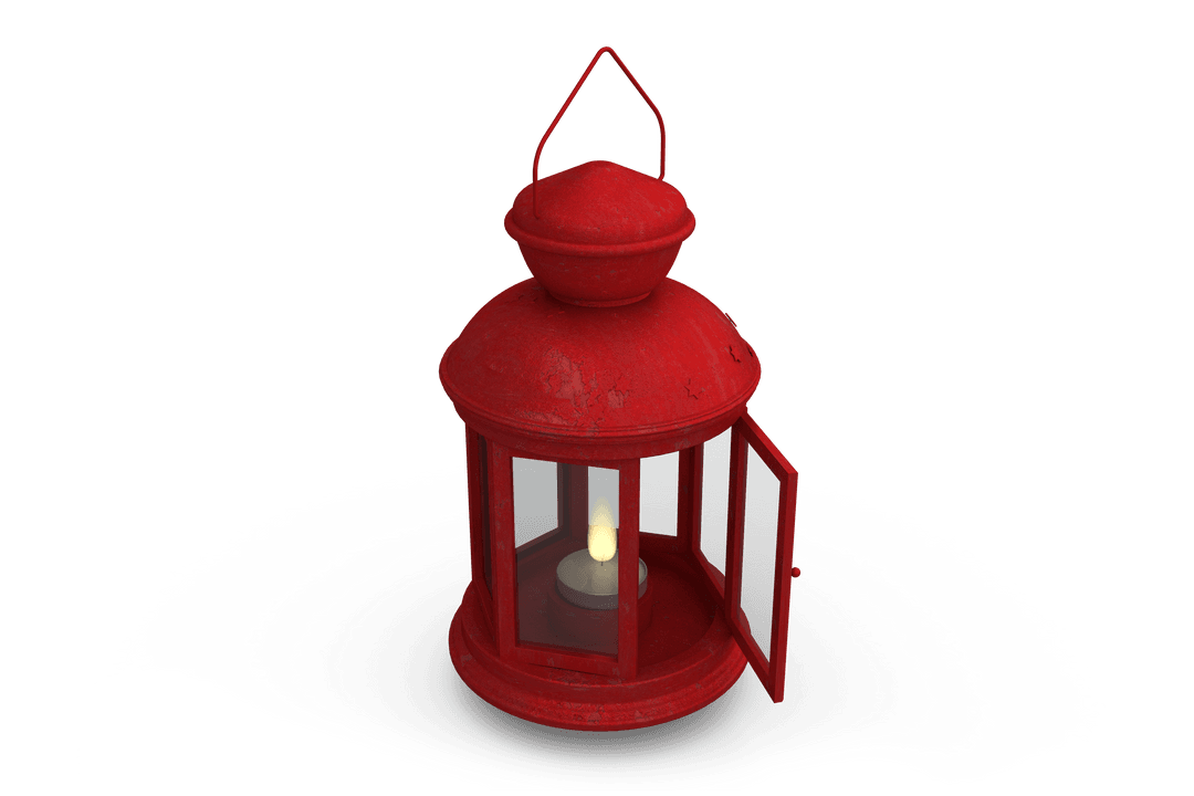 Transparent Red Lantern with Candle for Traditional Themes