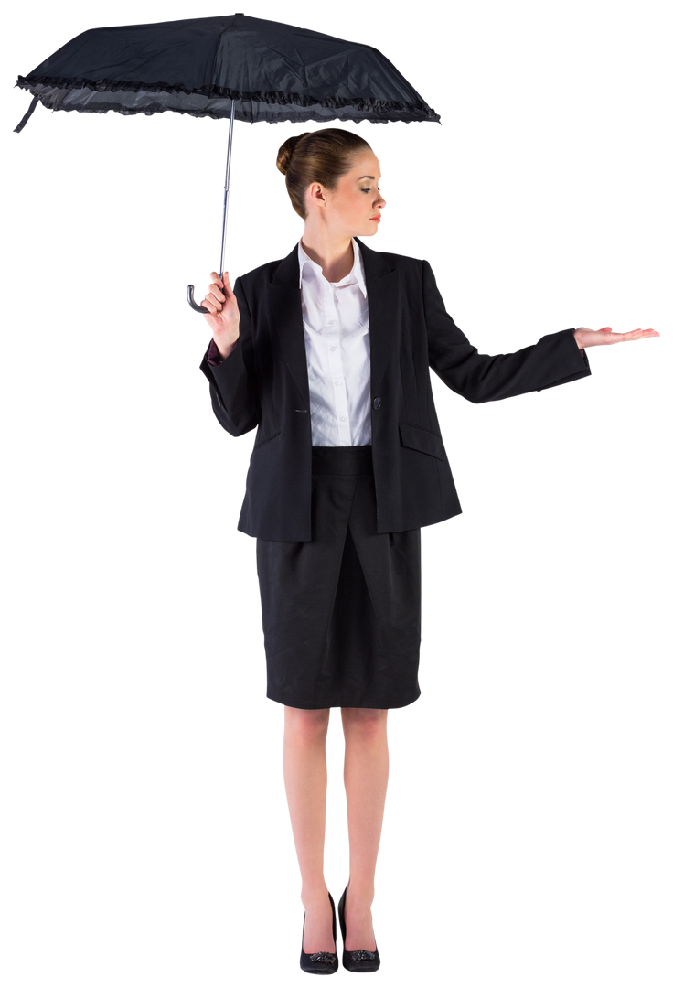 Businesswoman Holding Black Umbrella in Formal Attire Creating Transparent Cutout - Download Free Stock Images Pikwizard.com