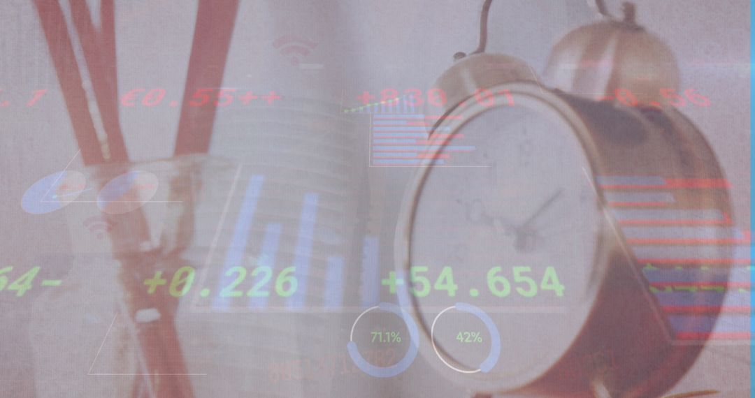 Abstract Data Visualization Overlaid on Vintage Clock