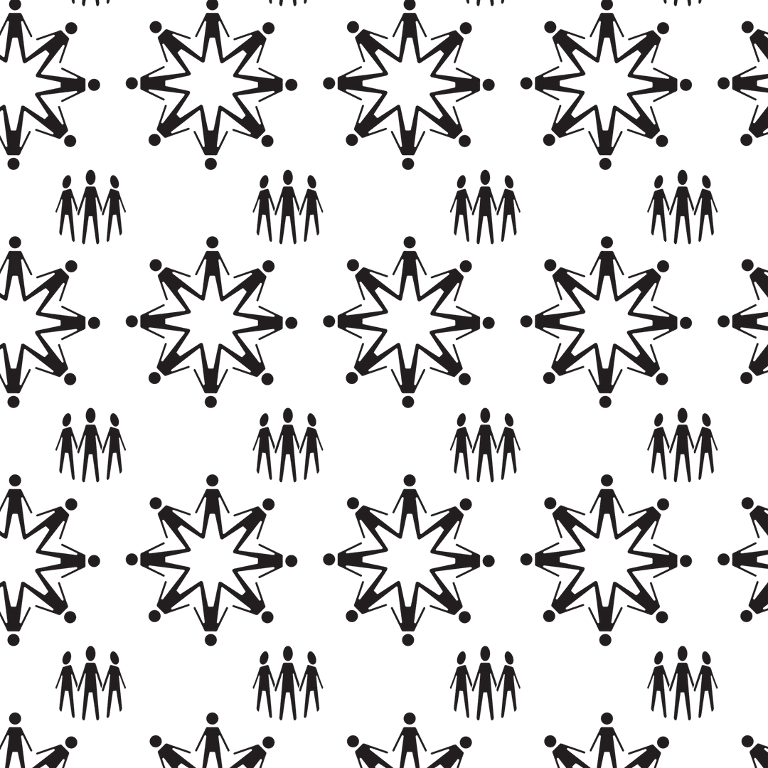 Seamless People and Star Pattern on Transparent Background