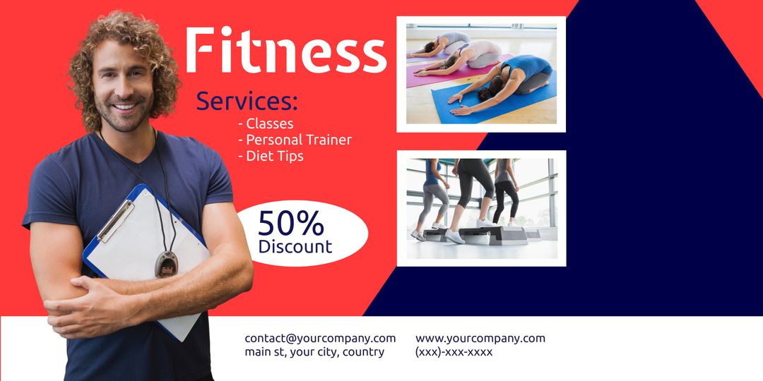 Dynamic Fitness Promotion Template with Enthusiastic Instructor