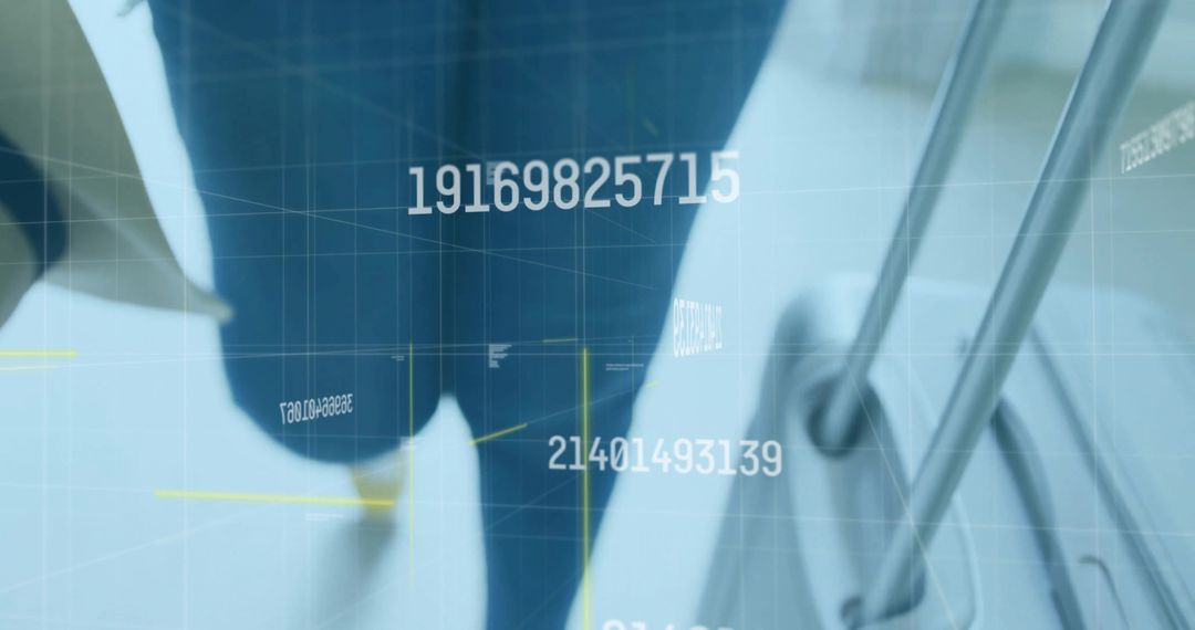 Businesswoman Walking in Airport with Data Overlay