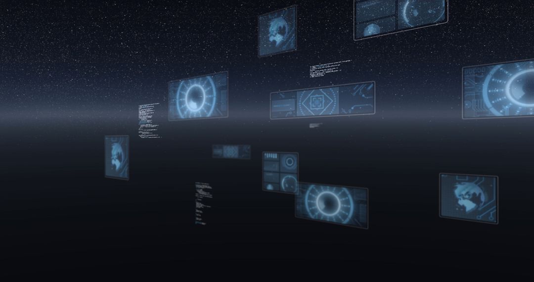 Digital Interface with Global Data Screens in Virtual Space