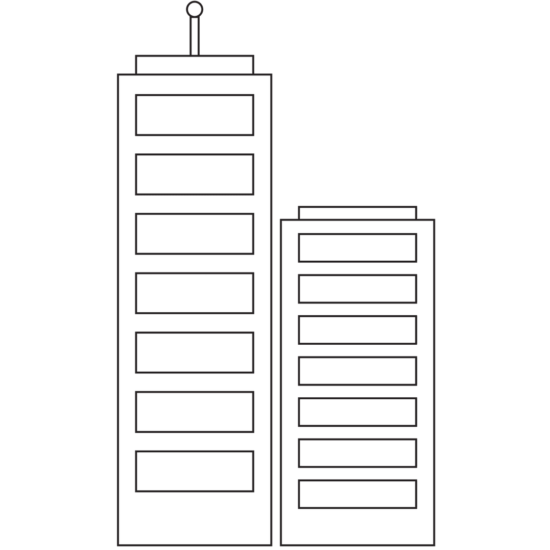Transparent Outline Elevation of Modern Skyscrapers