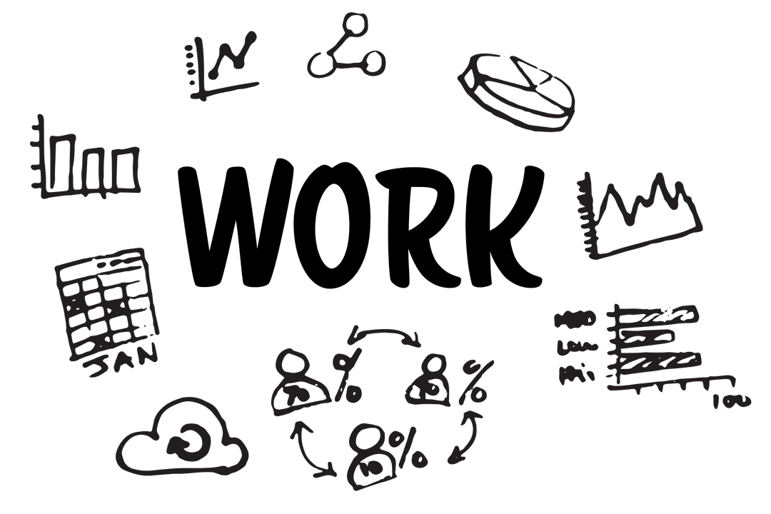 Digital Business Symbols on Transparent Background for Work Concepts