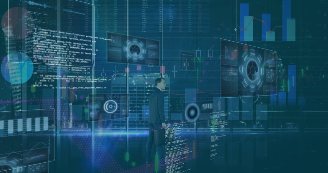 Futuristic Data Analysis Concept with Virtual Screens