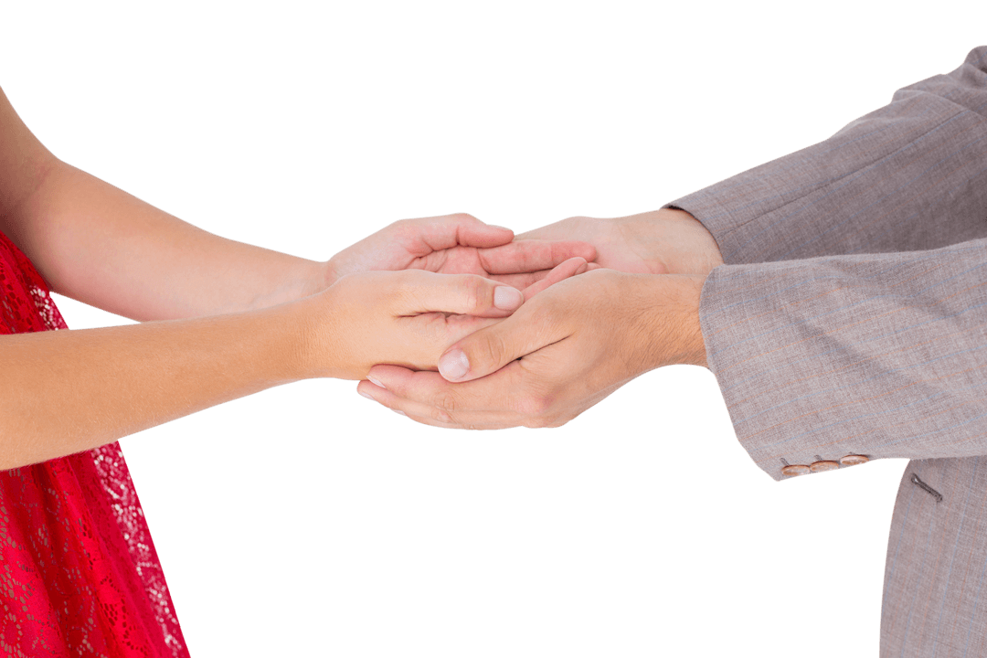 Transparent Hands Joining in Supportive Couple Moment