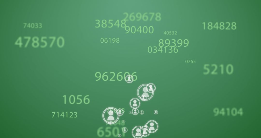 Digital Interface with Floating Data and Icons on Green Background - Free Images, Stock Photos and Pictures on Pikwizard.com