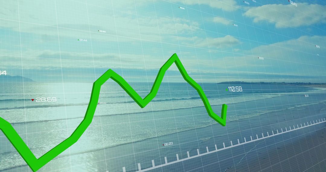 Financial Graph Overlaid on Seascape Symbolizing Market Analysis