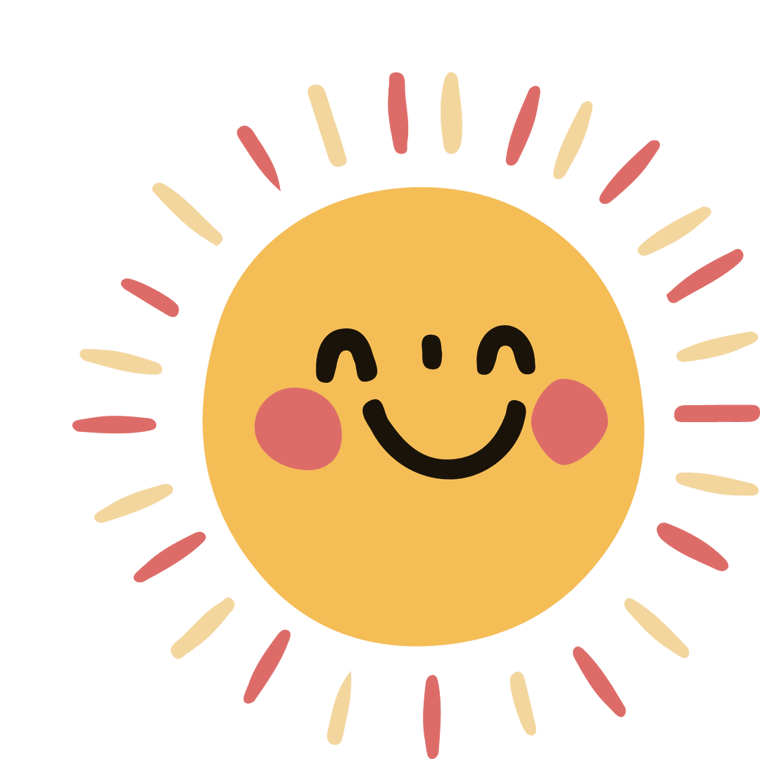 Smiling Sun with Rays on Transparent Background