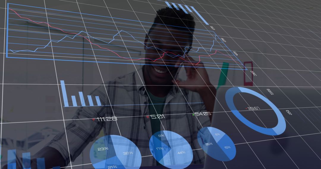 African American Businessman With Digital Analytics Interface