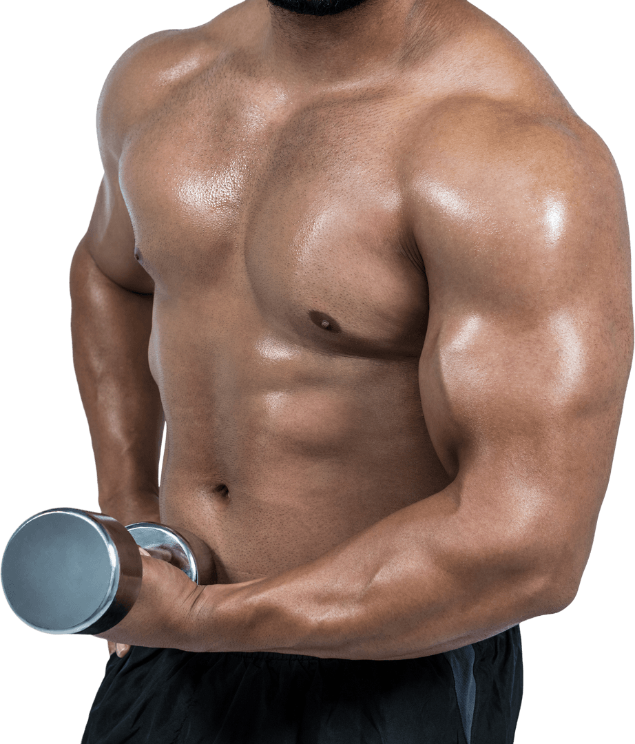 Muscular Man Lifting Dumbbell Transparent Background
